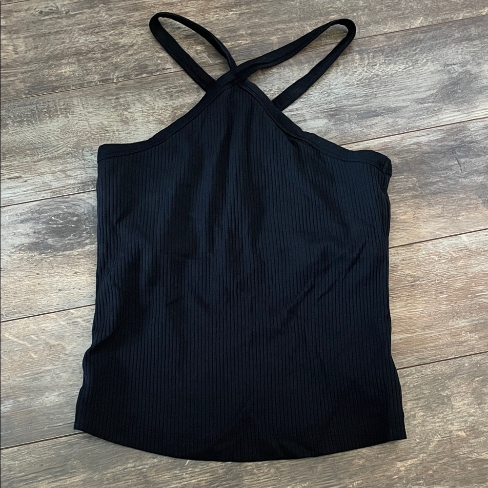 Old Navy Black Ribbed Halter Tank Top